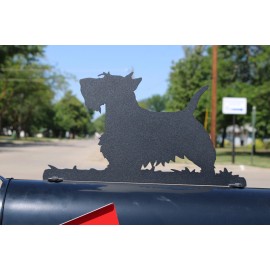 81 Metal Art Scotty Dog Metal Mailbox Topper 7.75 Inches Tall Matte Black