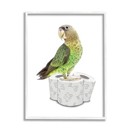 Stupell Industries Parrot Perched Toilet Paper Rolls Framed Giclee Art, Design by Annalisa Latella