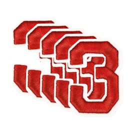 sourcing map 10 Pcs Number Patches 2.4" Height Number 3 Embroidered Decorative Repair Patches Iron/Sew on Embroidery Appliques for Decor Clothes Shoes Hats Backpacks DIY Crafts, Red