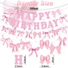 Bow Birthday Party Decorations - Pink Bow Birthday Banner Bows