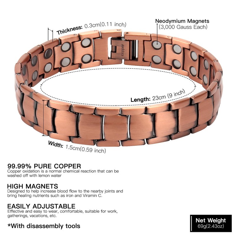 THE NORTH RING® 99.9% Pure Copper Magnetic Bracelet - 3000
