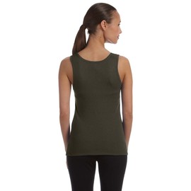 Bella Ladies Wide straps Self - binding on Neck and Armholes Rib Tank - Black - Large