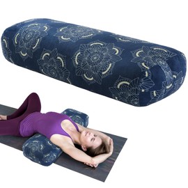 MABOZOO Yoga Bolster Pillow, Rectangular Yoga Bolster for Restorative Yoga & Meditation, Professional Meditation Cushion with Carry Handle, 27"X10"X6"