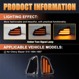 ZDEERAOTO LED Front Headlight Side Marker Light Amber Turn Signal Lamp Kit for Chevy Blazer S10 1994-1997,Smoked Lens Side Bumper Marker Lamps,OEM Part Number: ‎‎GM2551140, GM2550140, 2pcs (Smoked)