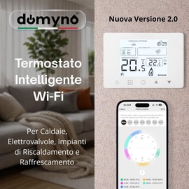 CRONOTERMOSTATO WIFI PROGRAMMABILE SMARTPHONE APP ALEXA TERMOSTATO CALDAIA DA PARETE O BOX 503 ALIMENTAZIONE 90-240 Vac domyno DOPPIA FUNZIONE RISCALDAMENTO/CONDIZIONAMENTO