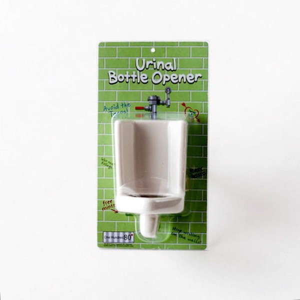 Urinal Shaped Bottle Opener, Porcelain, 4.25 Inches