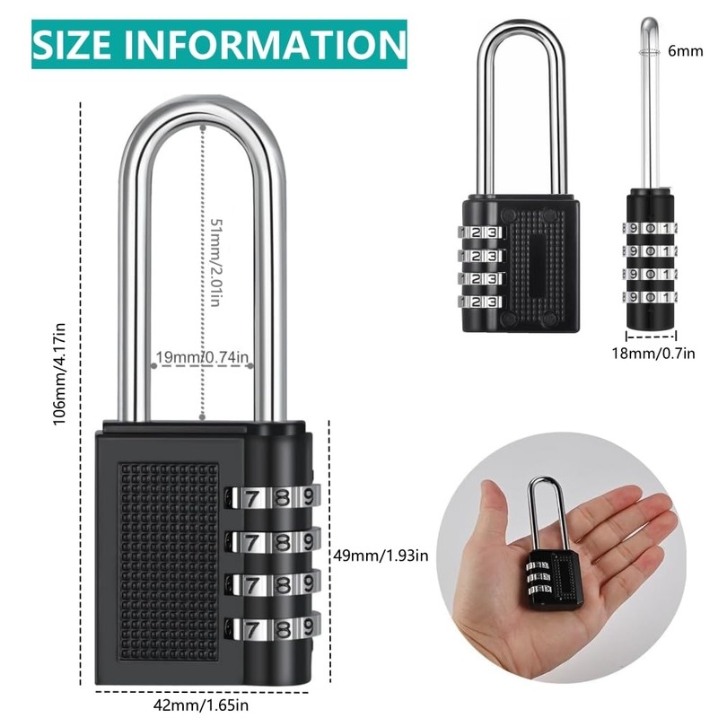 Padlocks with Code, 4 Digit Combination Padlock Ooutdoor, Weatherproof Heavy