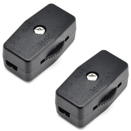 Surf turtle Flame Retardant Gear Switch 2 Pcs 125V 3A Inline Cord Switch,Black On/Off Thumbwheel Actuator Switches Replacement for 18/2 SPT-2 Lamp Cord