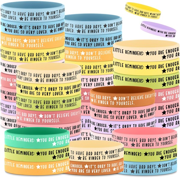 Ecation 36 Pcs Motivational Wristbands Bulk Inspirational Colored Silicone Stretch