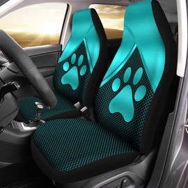 gearider Auto Car Seat Covers 2 Pack, Blue Dog Paw Woven Pattern Thick Durable Bucket Seats Protector for Men Women Fit Car Sedan Truck Van