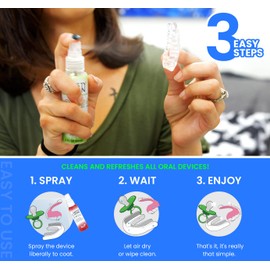 TASTY CLEAN 2oz Pack 2 Apple Flavored MULTI-USE Cleaner For Dentures, Retainers, Mouth Guards, Teeth Straighteners, Teething Toys, Night Guards, Dental Appliances