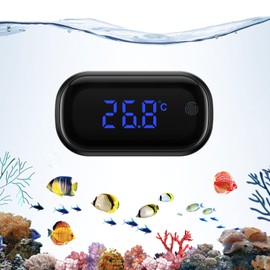 Brifit Aquarium Thermometer, Mini Aquarium Thermometer Digital, LED Display, Touch Screen, Wireless Water Thermometer, Precision Electronic Temperature Measurement, for Freshwater Marine Aquarium
