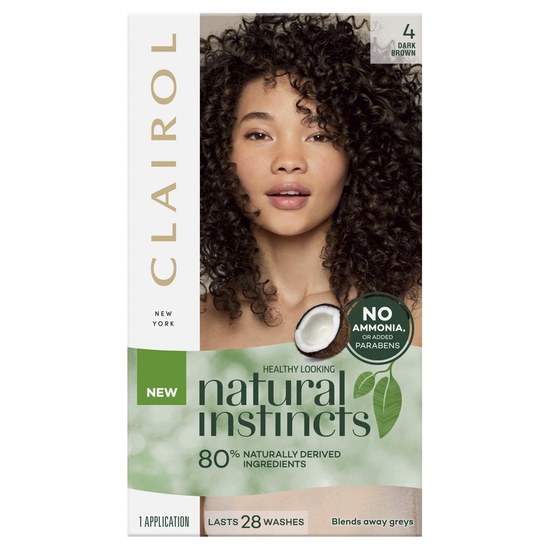 Clairol Natural Instincts Semi-Permanant Hair Colour, 4 Dark Brown, Ammonia