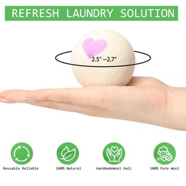 Wool Dryer Balls Reusable Natural Fabric Softener 100% New Zealand Wool Balls for Dryer Reduce Clothing Wrinkles and Saves Drying Time