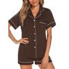 Aamikast Button Up Pajama Set for Women Shorts Short Sleeve