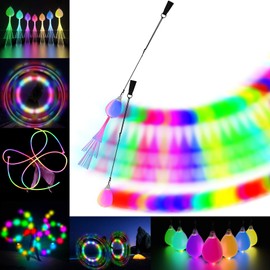 POI Balls Glow Toys USB Rechargeable with 20 Vibrant Color Rave Light Modes and Flashing Patterns Durable Soft-Core LED Poi Balls Added Optic Fiber Light Poi Or Added via Others by Yourself