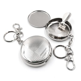 BEAUTY PLAYER Portable Ashtray, Pocket Ashtray, Set of 2, Ash Tray, Valentine's Day, Gift, White Day, Gift, Portable, Includes Lid, Car Ashtray, Stylish, Lightweight, Convenient, Silver