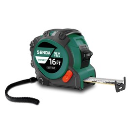 SENDATOOLS 16/25-Ft Tape Measure, 25mm Wide with Three Stops, High Precision Retractable Measuring Tape,Rubber for Comfortable Grip, Fraction Markings for Home/DIY/Industrial Use (1, 16FT)