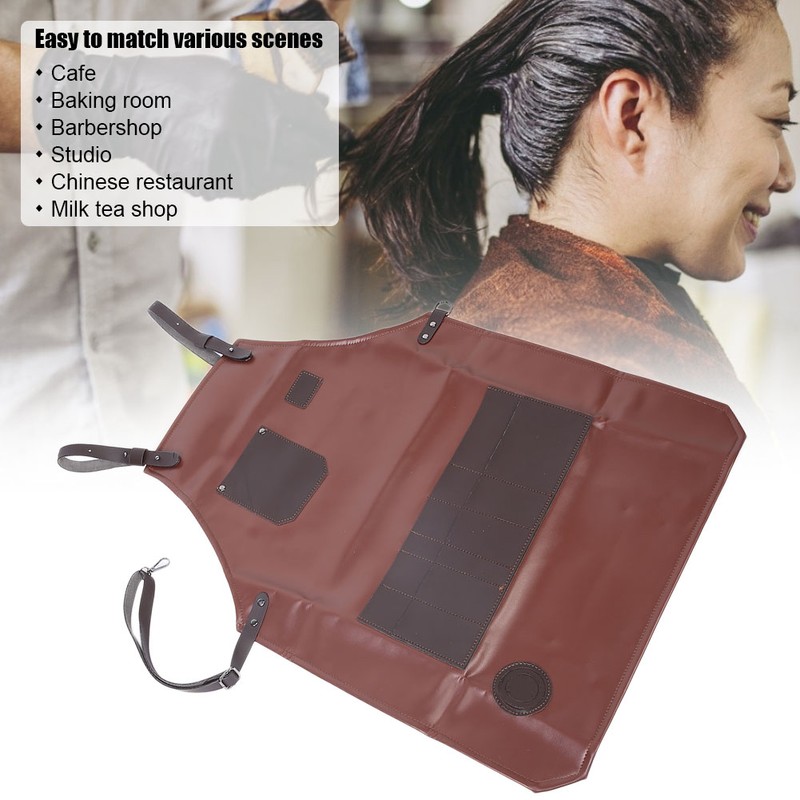 Barber Apron Waterproof Bartender Kitchen Cooking Adjustable Apron with Pockets