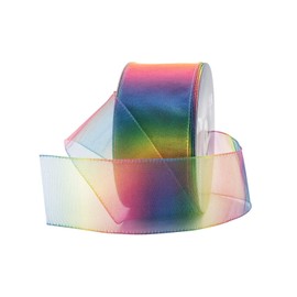 Royal Imports Rainbow Organza Colorful Wired Sheer Shimmer Ribbon, 2.5" (#40) for Floral, Craft, Holiday Decoration, 25 Yard Roll (75 FT Spool) Bulk