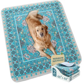 Homimp Washable Pee Pads for Dogs,Extra Large 2 Pcs Reusable Puppy Pads Waterproof,Absorbent and Leakproof Dog Pee Pads,Non Slip Puppy Training Pads,Pet Mat for Floor,Crate,Couch,Whelping,Blue 48"x48"