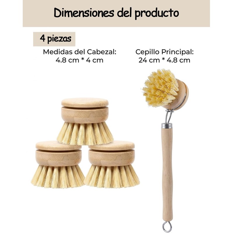 Cepillo para Trastes Cocina, 4 Piezas Juego De Cepillos para