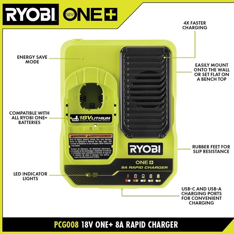 RYOBI 18V ONE+ Rapid Fast Charger 18 Volt