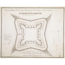 Historical Map, Plan of Fort STANWIX Build at ONIEDA Station 1758, Vintage Wall Art : 30in x 24in