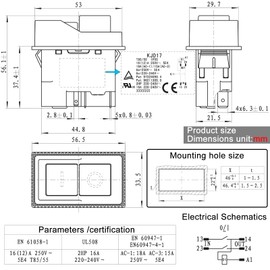 1-Pack KJD17 Electromagnetic Switch - 220V 16A 5-Pin SPDT Push Button Switch for Industrial Machinery & Power Tools - Compatible with KEDU KJD16, Fixes E5 Motor Errors (Model KJD17-220V 16A)