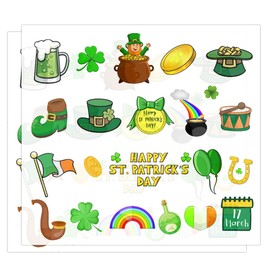 St.Patrick's Day Stickers Rub On Transfer Sticker Shamrock Sticker for Kids Party Decorations Lucky Shamrock Clover Hat Irish Day Themed Sticker St Patricks Day Window Decal,2 Sheets