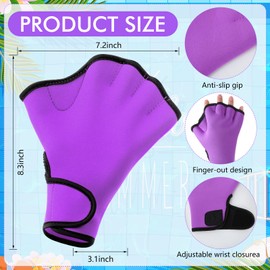 Seenelling Water Aerobics Set for Aquatic Exercise 1 Pair Neoprene Swimming Glove 2 Pcs Foam Aquatic Dumbbells Water Weights Equipment Pool Resistance Fitness Equipment for Training Workouts (Purple)