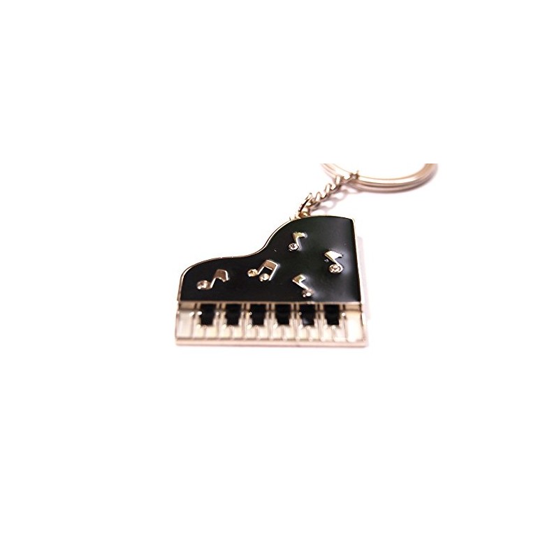 Cute Piano Silver Black Keychain, Silver