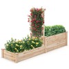HAPPYGRILL Raised Garden Bed with Trellis, Wood Garden Box w/Open