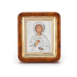 NKlaus Saint Pantaleon Icon in Frame with Plexiglass 7 x 6 cm Christian 11069