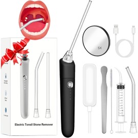 Electronic Vacuum Tonsil Stone Remover - Tonsil Stone Removal Kit - Free Instant Suction - Include Oral lamp, Oral Irrigator, 5X Magnifying Mirror, Instant Suction Tonsil Stone Removal Tool (Black)