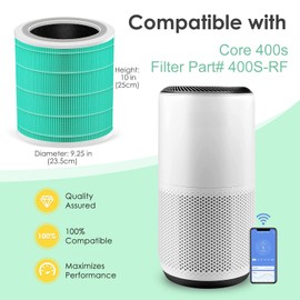 HSIAMEN Core 400S Replacement Filter Core 400S-RF-TX Filter Compatible with Levoit Core 400s Filter, 400S-P Part# 400S-RF # LRF-C401-GUS, Green 1-Pack