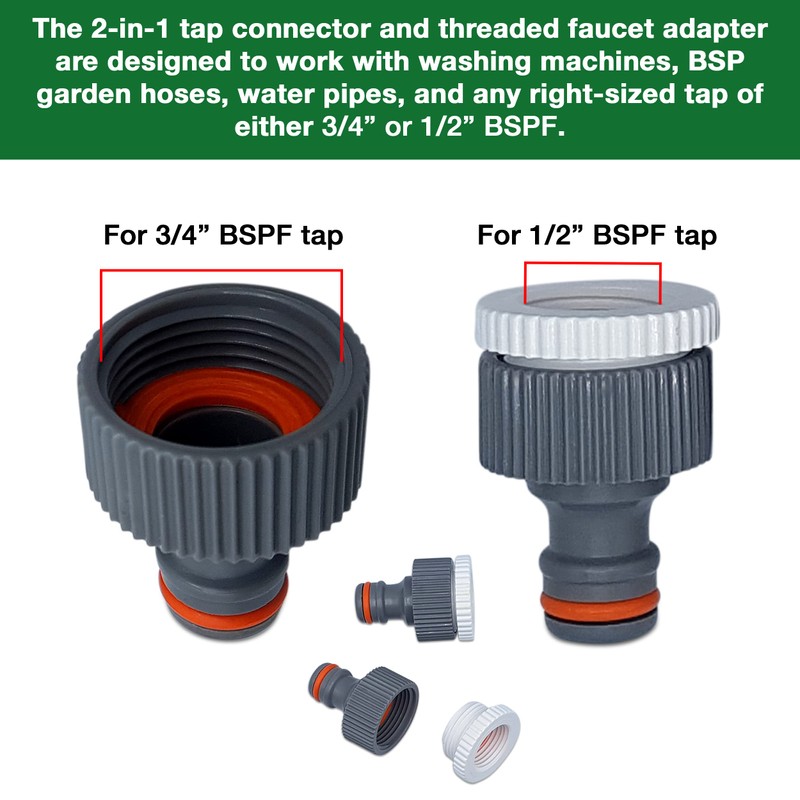 Ultimate Hose Fitting Set - 2in1 Tap Connector & Threaded