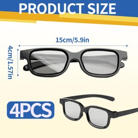 Apkpesterml 4Pcs 3D Glasses for Cinema, Black Universal 3D Glasses Passive 3D Glasses 3D TV Glasses 3D Sunglasses for Childrens Adults Home Cinema Theater TV Game 3d Print Magazines Comic Books Anaglyph Photos