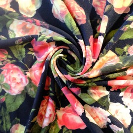 Vintage Print ITY Stretch Knit Multicolor Rose Print Fabric for DIY Craft Crafts & Clothing