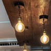 JING Vintage Pendant Light Fitting,Industrial Bronze Copper&Black Ceiling Rose,Braided Flex