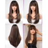 WOKESTAR Brown Wigs for Women Layered Straight Long Wig with