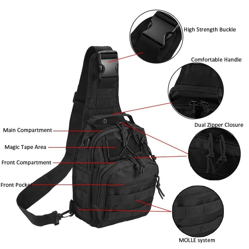 Tactical Shoulder Bag,1000D Outdoor Military Sling Daypack Backpack (1 Pack