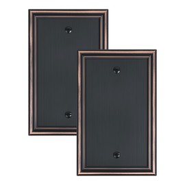 TREEWELL 2-Pack Single Blank Wall Plates, Durable Solid Zinc Alloy Blank Outlet Covers, Decorative Aged Bronze Wall Plate Cover for Unused Outlets/Switches, Corrosion Resistant