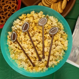 Coffee and Cocktail Stirrers, Reusable Plastic Drink Stirrer Sticks, 24 Football Swizzle Sticks, Use as a Cocktail Garnish or Mixers, Football Party, Football Decorations and Bar Supplies, 6 inch