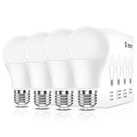 Full Spectrum Light Bulb, 6000K Natural Sunlight Bulbs, 9W 60W Equivalent LED Light Bulb, Natural Light Bulbs A19, E26/E27, 4 Pack