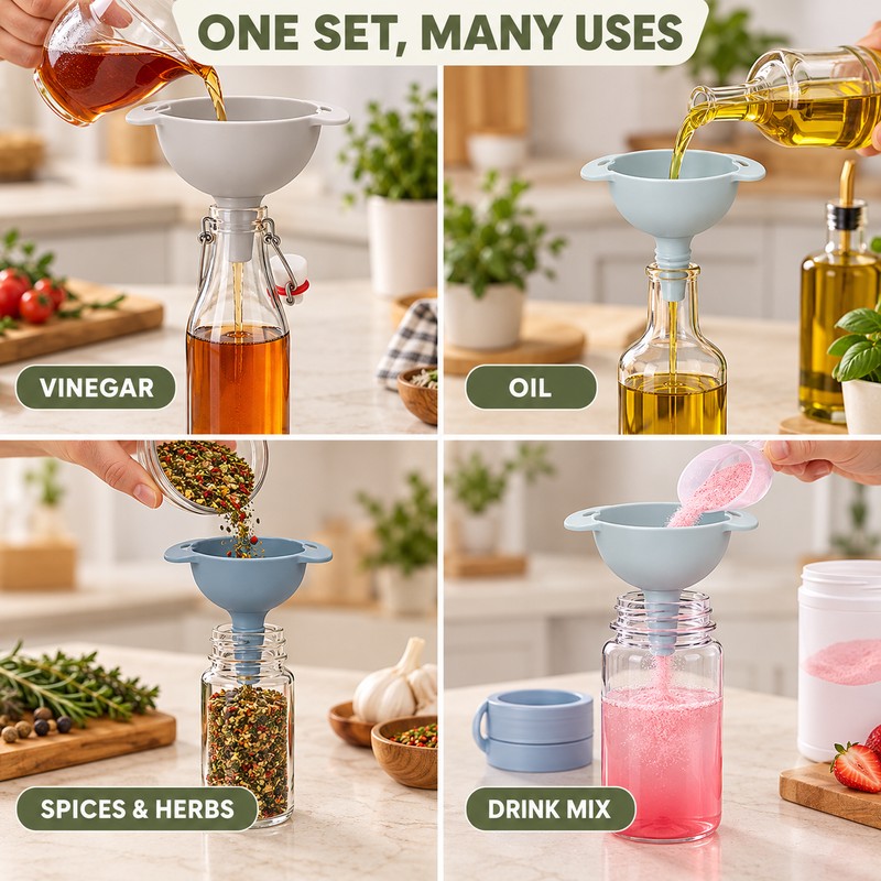 4 in 1 Kitchen Funnel Set with Detachable Strainer –