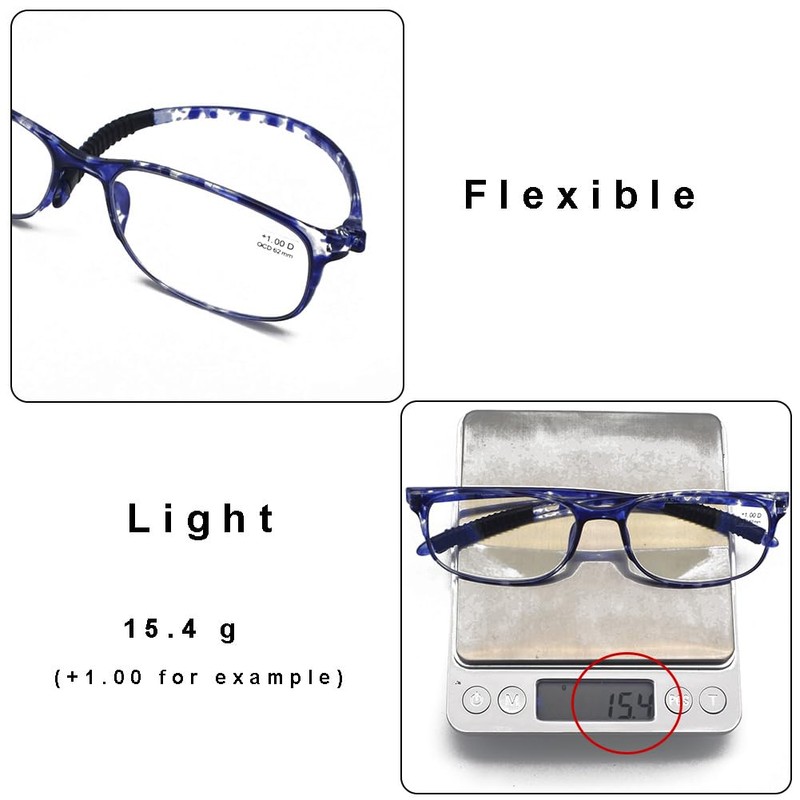 Mcoorn Lesebrille Schildpatt Flexibel Für Damen, Leichte Lesehilfe Biegsam Anti