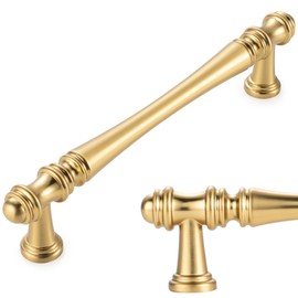 KOOFIZO 10 Pack 5 Inch Brushed Gold Kitchen Cabinet Handles Gold Cabinet Pulls Gold Cabinet Hardware P30 for Cabinets Drawer Dresser Cupboard Bedroom Bathroom