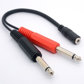 3.5mm (Mini) 1/8" TRS Stereo Female to 2 Dual 1/4" 6.35mm Mono TS Male Y Splitter Cable Audio Adapter Stereo Converter Guitar Amplifier (20cm)
