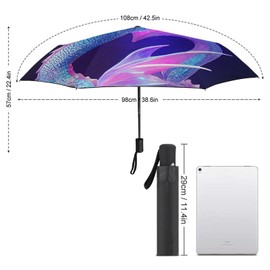 NAWFIVE Umbrella Compact Folding Fantasy Colorful Glowing Dragon Travel Umbrella Auto Open And Close for Windproof, Rainproof